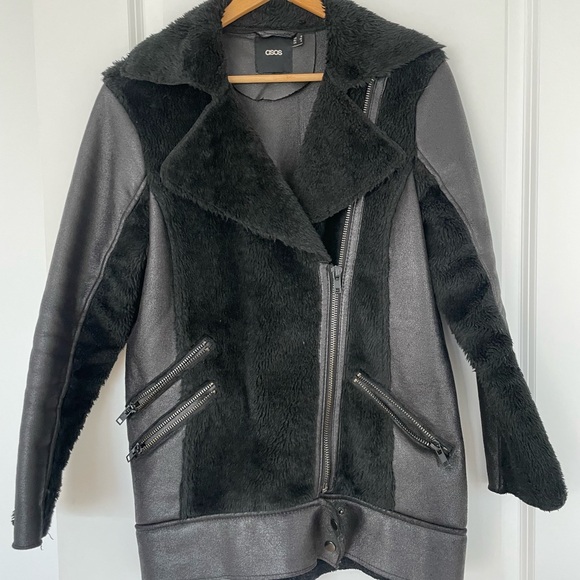 ASOS fur and leather coat - Picture 2 of 4